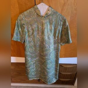 Stylish Green Paisley Women's Button Down Shirt